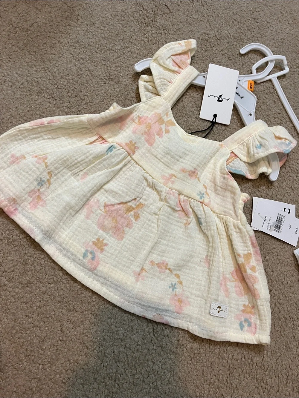7 For All Mankind Baby Girl Floral Ruffle Top & Shorts Set 12M | NWT